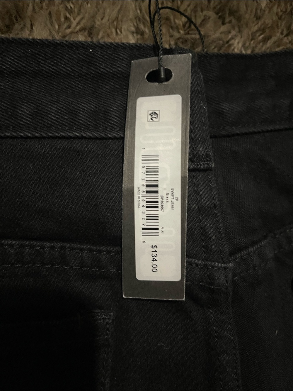 Steve Madden Black Straight-Leg Jeans with Rhinestone Chain - Picture 7 of 8